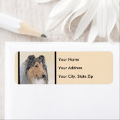 Collie (ruw) schilderen - Cute Original Dog Art Etiket (Insitu)