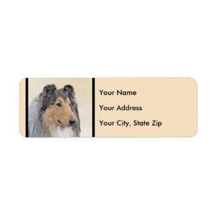 Collie (ruw) schilderen - Cute Original Dog Art Etiket