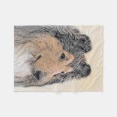 Collie (ruw) schilderen - Cute Original Dog Art Fleece Deken (Voorkant (Horizontaal))