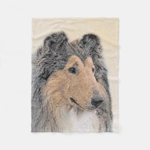 Collie (ruw) schilderen - Cute Original Dog Art Fleece Deken