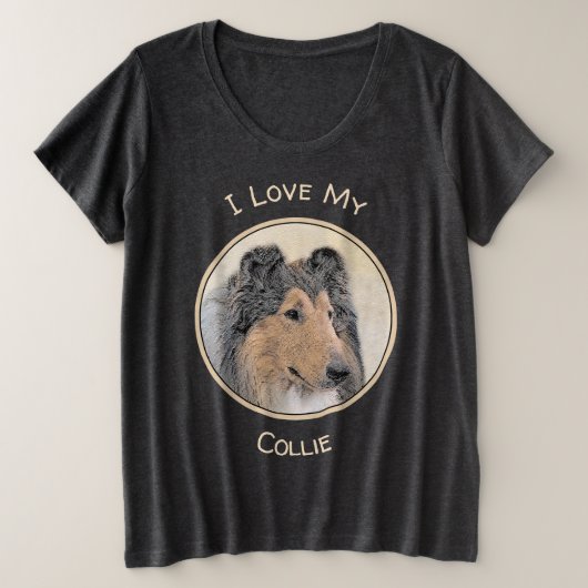 Collie (ruw) schilderen - Cute Original Dog Art Grote Maat T-shirt (Design voorkant)