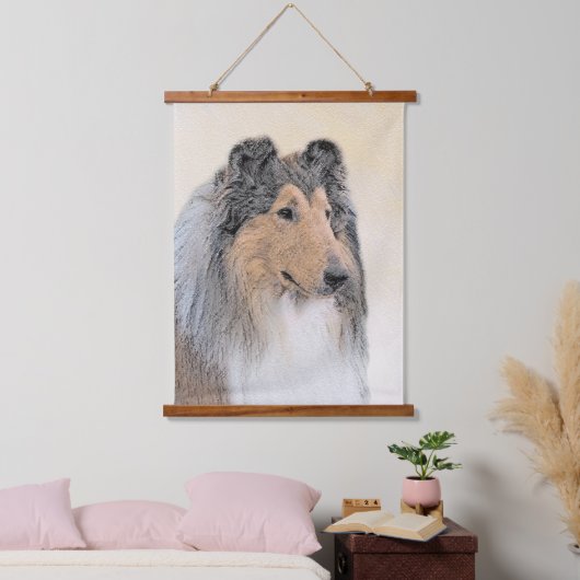Collie (ruw) schilderen - Cute Original Dog Art Hangend Wandkleed (Slaapkamer)