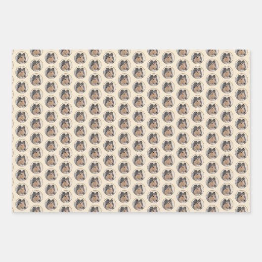 Collie (ruw) schilderen - Cute Original Dog Art Inpakpapier Vel (Voorkant)