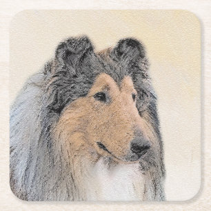 Collie (ruw) schilderen - Cute Original Dog Art Kartonnen Onderzetters