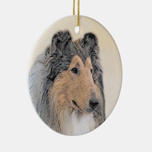 Collie (ruw) schilderen - Cute Original Dog Art Keramisch Ornament (Rechts)