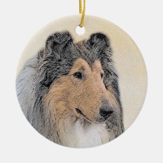 Collie (ruw) schilderen - Cute Original Dog Art Keramisch Ornament (Voorkant)