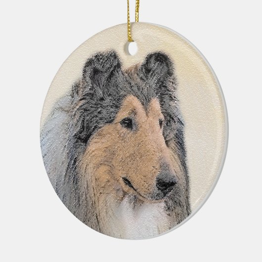 Collie (ruw) schilderen - Cute Original Dog Art Keramisch Ornament (Links)