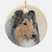Collie (ruw) schilderen - Cute Original Dog Art Keramisch Ornament (Achterkant)
