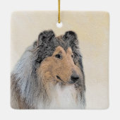 Collie (ruw) schilderen - Cute Original Dog Art Keramisch Ornament (Achterkant)