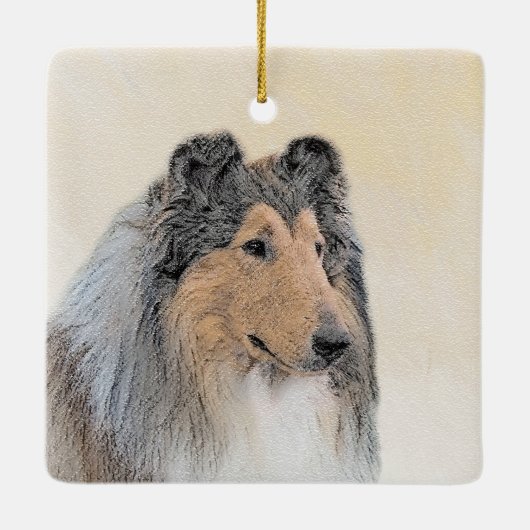 Collie (ruw) schilderen - Cute Original Dog Art Keramisch Ornament (Achterkant)