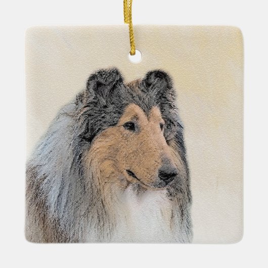 Collie (ruw) schilderen - Cute Original Dog Art Keramisch Ornament (Voorkant)
