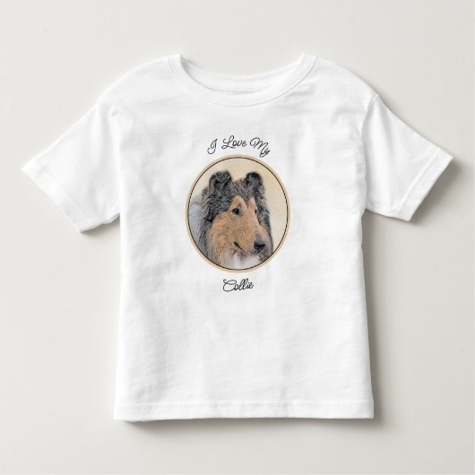 Collie (ruw) schilderen - Cute Original Dog Art Kinder Shirts (Voorkant)