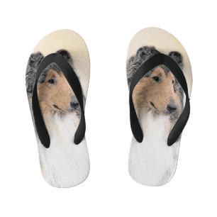 Collie (ruw) schilderen - Cute Original Dog Art Kinder Teenslippers