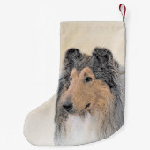Collie (ruw) schilderen - Cute Original Dog Art Kleine Kerstsok (Achterkant)