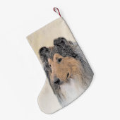 Collie (ruw) schilderen - Cute Original Dog Art Kleine Kerstsok (Achterkant (Hangend))