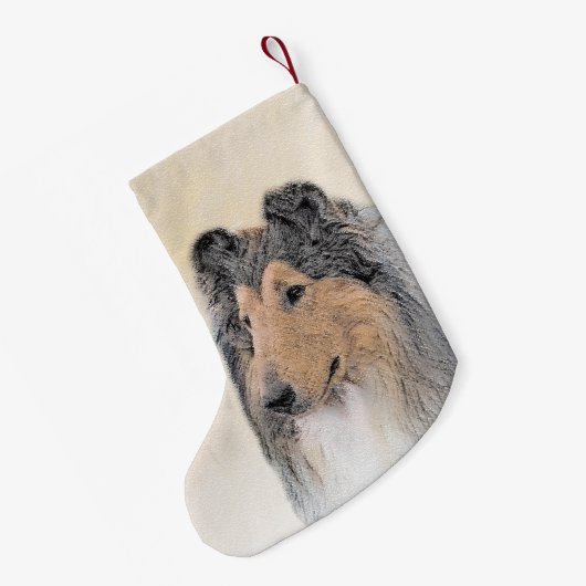 Collie (ruw) schilderen - Cute Original Dog Art Kleine Kerstsok (Achterkant (Hangend))