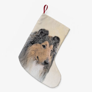 Collie (ruw) schilderen - Cute Original Dog Art Kleine Kerstsok