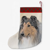 Collie (ruw) schilderen - Cute Original Dog Art Kleine Kerstsok (Achterkant)