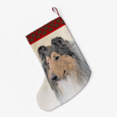 Collie (ruw) schilderen - Cute Original Dog Art Kleine Kerstsok (Achterkant (Hangend))