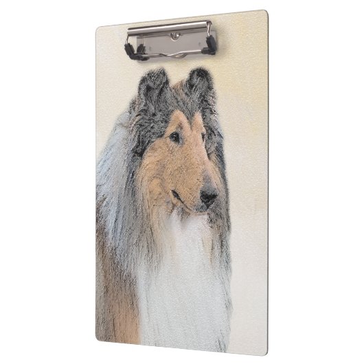 Collie (ruw) schilderen - Cute Original Dog Art Klembord (Links)