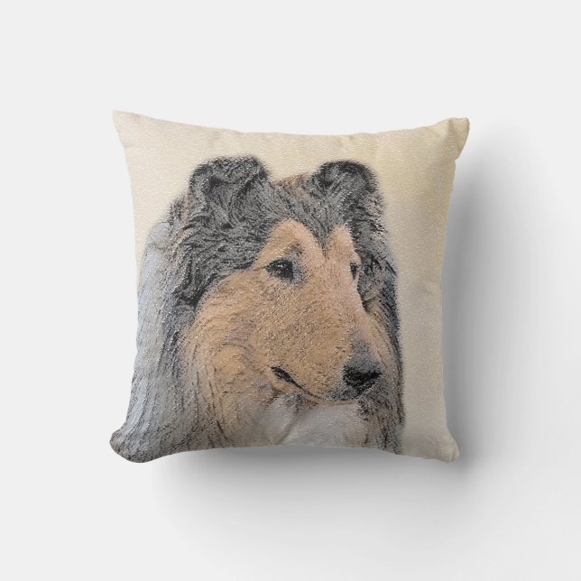 Collie (ruw) schilderen - Cute Original Dog Art Kussen (Voorkant)
