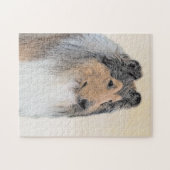 Collie (ruw) schilderen - Cute Original Dog Art Legpuzzel (Horizontaal)