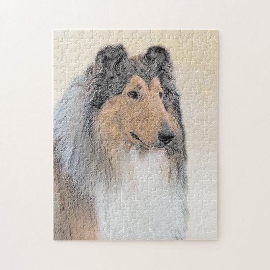 Collie (ruw) schilderen - Cute Original Dog Art Legpuzzel (Verticaal)