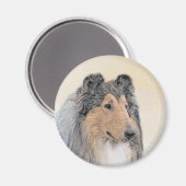 Collie (ruw) schilderen - Cute Original Dog Art Magneet (Voorkant / Achterkant)
