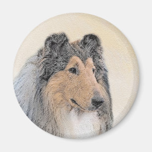 Collie (ruw) schilderen - Cute Original Dog Art Magneet