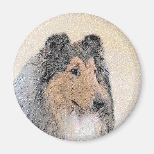 Collie (ruw) schilderen - Cute Original Dog Art Magneet (Voorkant)