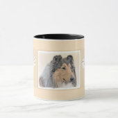 Collie (ruw) schilderen - Cute Original Dog Art Mok (Midden)