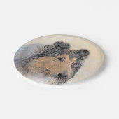 Collie (ruw) schilderen - Cute Original Dog Art Papieren Bordje (Gekanteld)