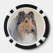 Collie (ruw) schilderen - Cute Original Dog Art Poker Chips (Achterkant)