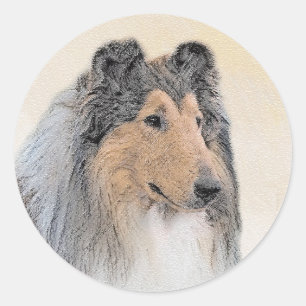 Collie (ruw) schilderen - Cute Original Dog Art Ronde Sticker