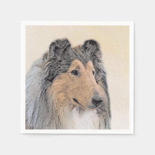 Collie (ruw) schilderen - Cute Original Dog Art Servetten (Voorkant)