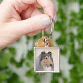 Collie (ruw) schilderen - Cute Original Dog Art Sleutelhanger (Hand)