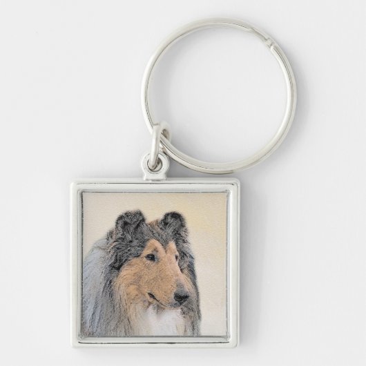 Collie (ruw) schilderen - Cute Original Dog Art Sleutelhanger (Voorkant)