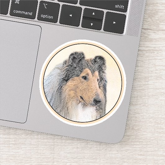 Collie (ruw) schilderen - Cute Original Dog Art Sticker (Detail)