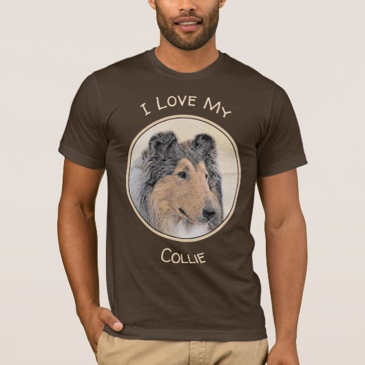 Collie (ruw) schilderen - Cute Original Dog Art T-shirt (Voorkant)