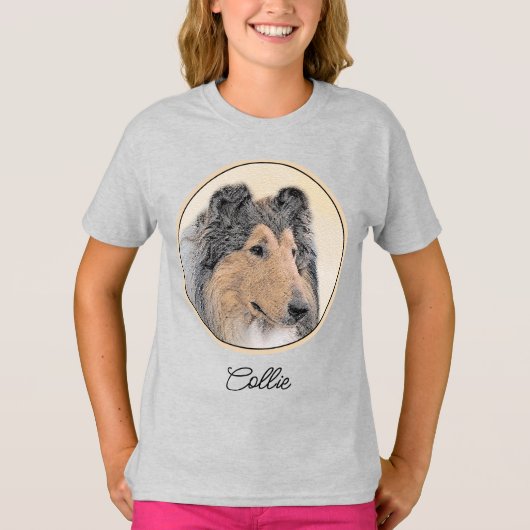 Collie (ruw) schilderen - Cute Original Dog Art T- T-shirt (Voorkant)
