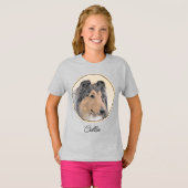 Collie (ruw) schilderen - Cute Original Dog Art T- T-shirt (Voorkant volledig)