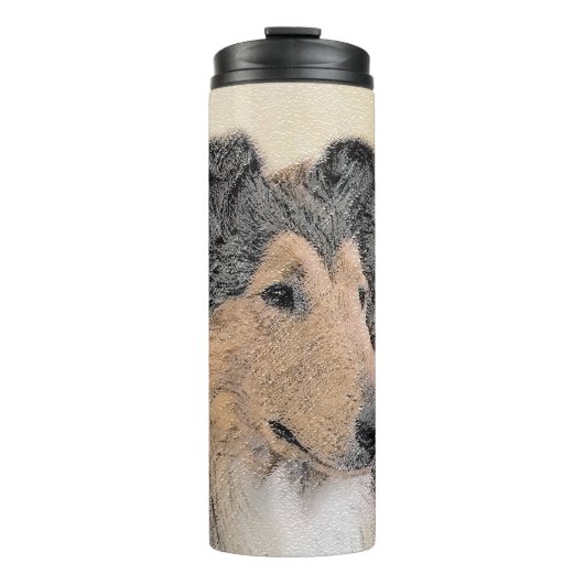 Collie (ruw) schilderen - Cute Original Dog Art Thermosbeker (Voorkant)