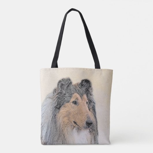 Collie (ruw) schilderen - Cute Original Dog Art Tote Bag (Achterkant)