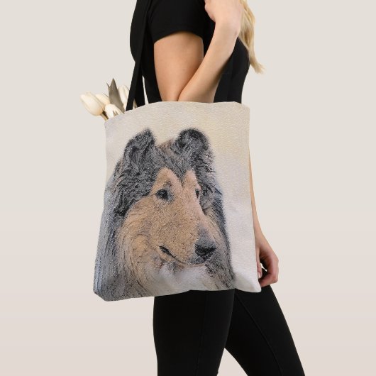 Collie (ruw) schilderen - Cute Original Dog Art Tote Bag (Dichtbij)