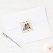 Collie (ruw) schilderen - Cute Original Dog Art Vierkante Sticker (Envelop)