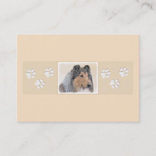 Collie (ruw) schilderen - Cute Original Dog Art Visitekaartje (Achterkant)