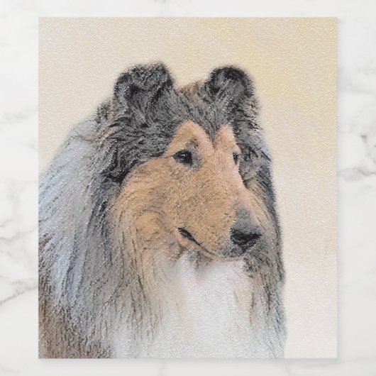 Collie (ruw) schilderen - Cute Original Dog Art Wijn Etiket (Enkel label)