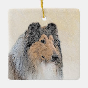 Collie (ruw) schilderen - Oorspronkelijke dog kuns Keramisch Ornament
