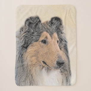 Collie (Ruw) Schilderij - Grappige Originele Honde Sherpa Deken
