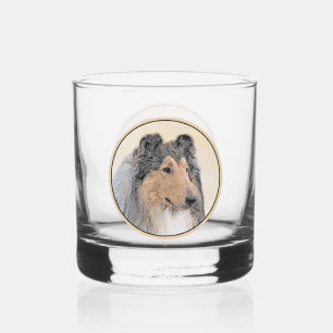 Collie (Ruw) Schilderij - Grappige Originele Honde Whisky Glas